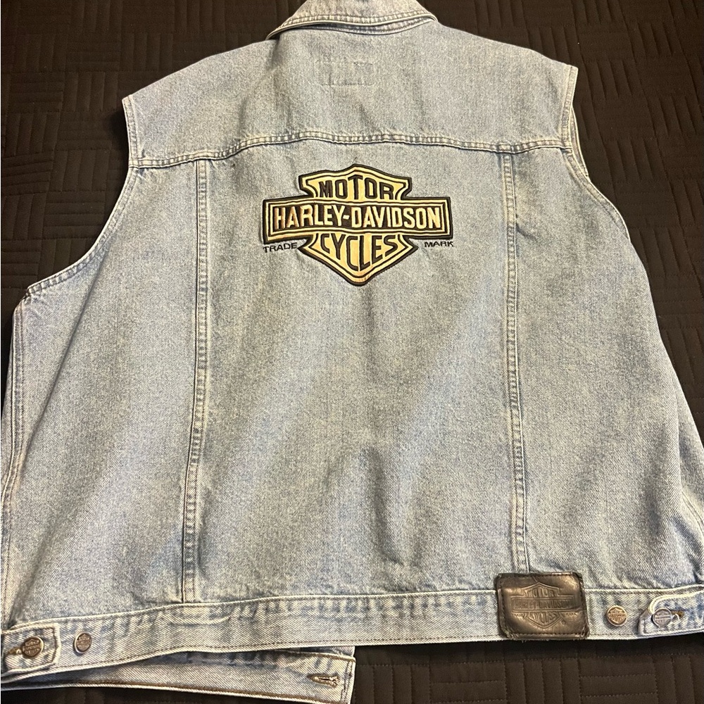 Mens Harley-Davidson Denim Vest XXL 2XL - Picture 3 of 3